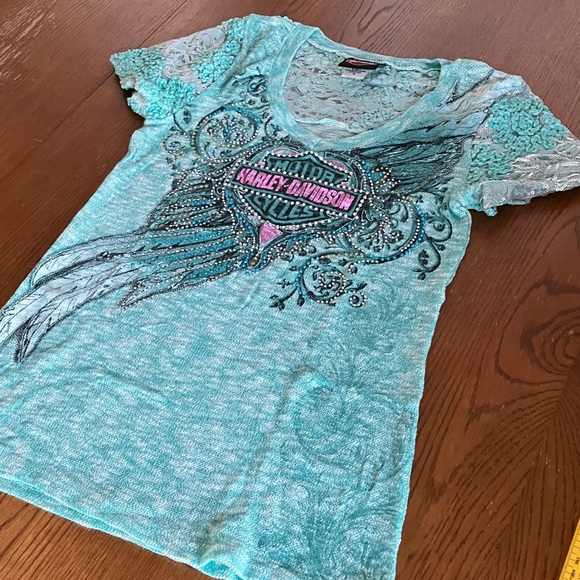 HARLEY-DAVIDSON V-NECK MINT GREEN SWEATER NEW WITHOUT TAGS - Picture 11 of 11